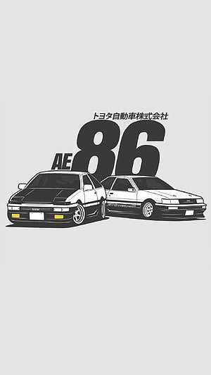 Minimalist AE86 Toyota Trueno and Levin JDM Illustration Wallpaper HD phone wallpaper