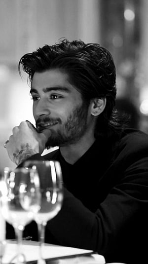 Zayn Malik Black and White Portrait at a Dinner Table with Wine Glasses HD phone wallpaper