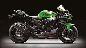 Kawasaki Ninja ZX-10R Green and Black Sportbike Studio Profile HD wallpaper