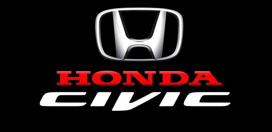 Honda Civic Brand Identity Featuring Silver Emblem and Red Typography on Black Background HD wallpaper