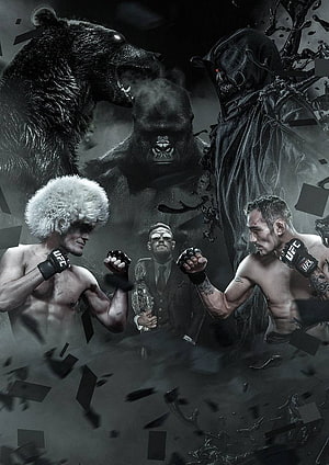 UFC Khabib vs Tony Ferguson Fight Poster with Monster Backdrop HD phone wallpaper