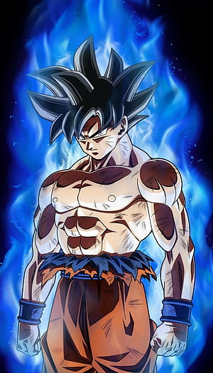 Goku Super Saiyan Blue Aura Dragon Ball Anime Character Portrait HD phone wallpaper