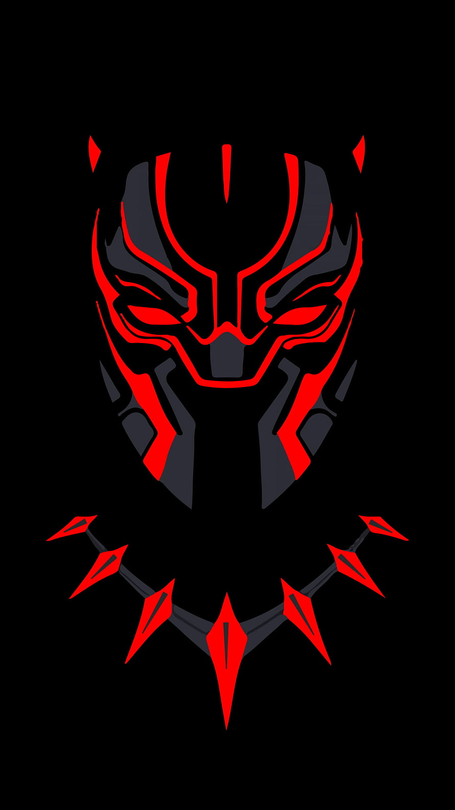 Black Panther Red and Black Minimalist Mask Design on Dark Background HD phone wallpaper