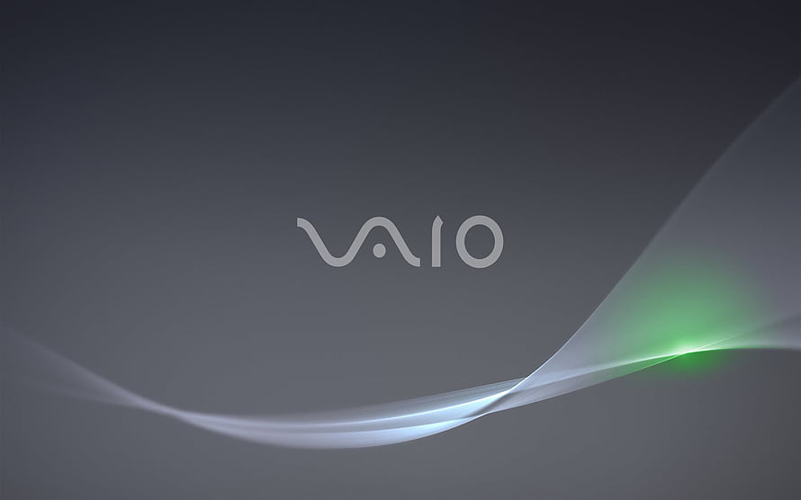 Sony Vaio Minimalist Dark Wallpaper with Flowing Light Ribbons and Green Accent HD wallpaper