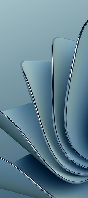 Sleek Blue Abstract Curves with Metallic Edges Minimalist 3D Render HD phone wallpaper
