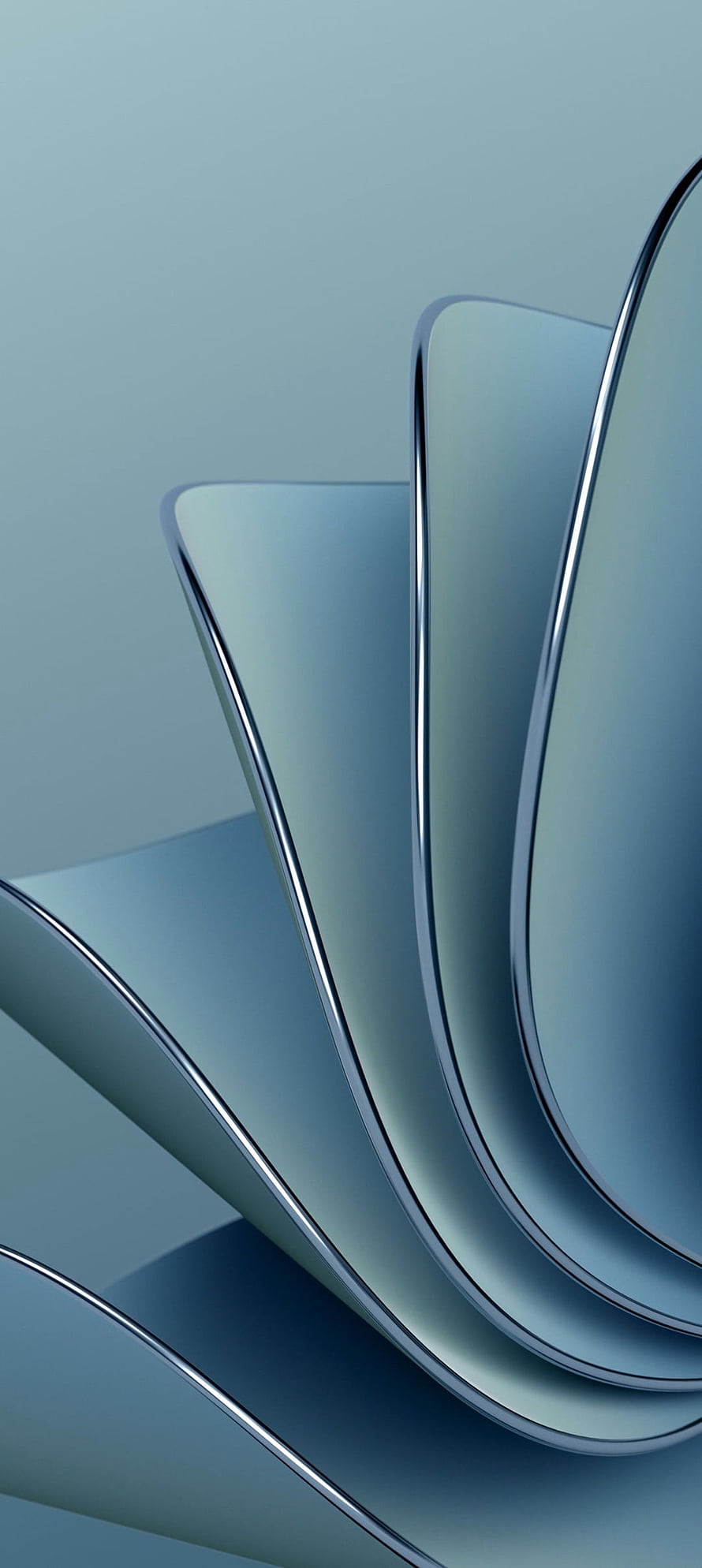 Sleek Blue Abstract Curves with Metallic Edges Minimalist 3D Render HD phone wallpaper