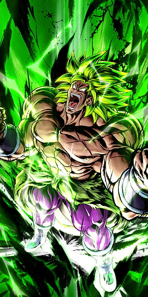 Dragon Ball Super Broly in Legendary Super Saiyan Form with Green Aura HD phone wallpaper