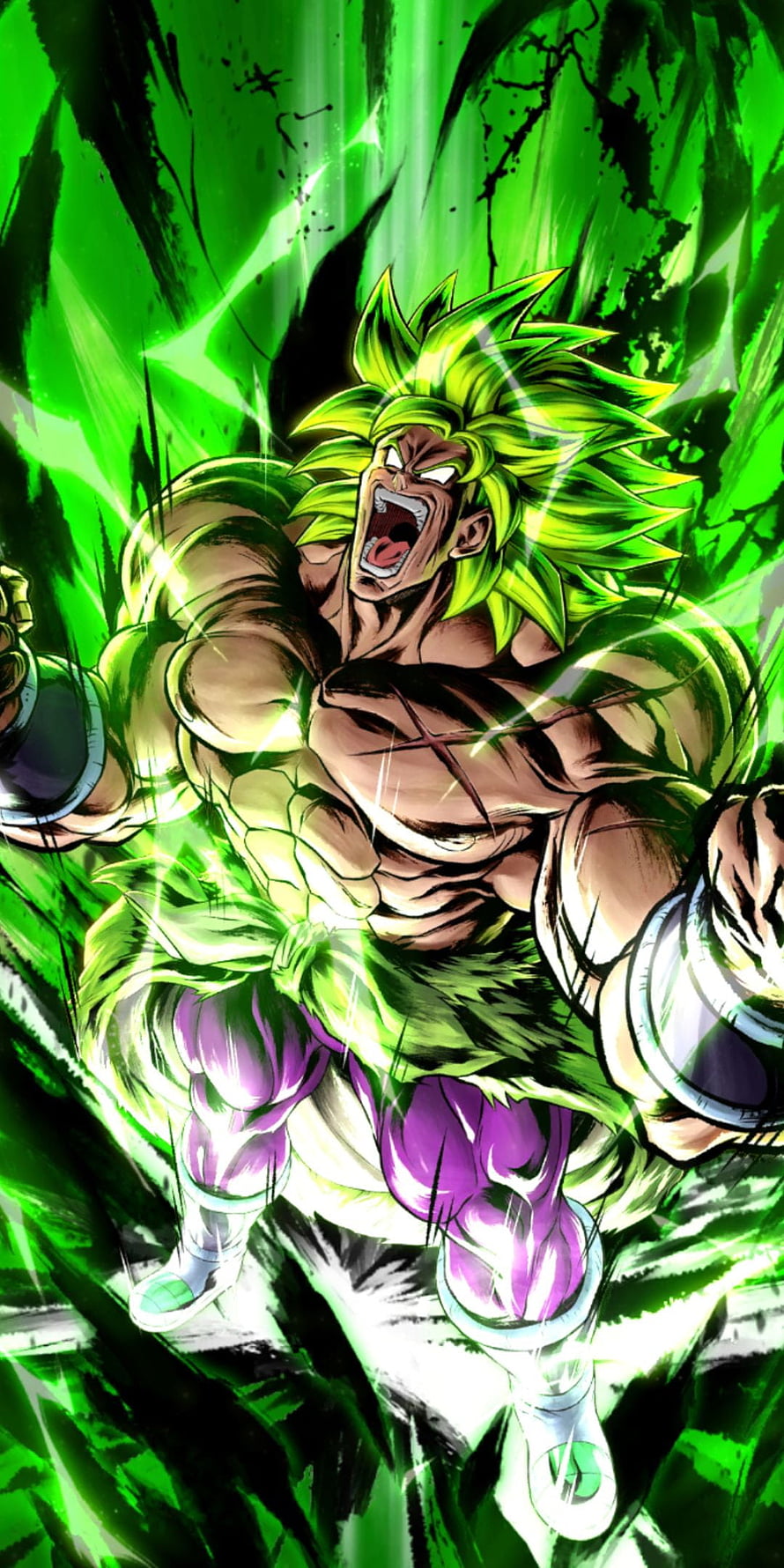 Dragon Ball Super Broly in Legendary Super Saiyan Form with Green Aura HD phone wallpaper