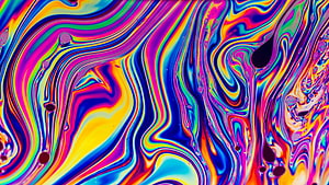 Vibrant Psychedelic Fluid Art with Swirling Rainbow Colors and Abstract Patterns HD wallpaper