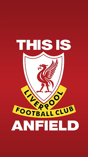 Liverpool FC Anfield Crest Graphic on Deep Red Background HD phone wallpaper