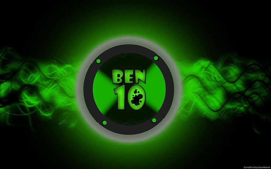 Ben 10 Omnitrix Logo with Green Energy Swirls on Dark Background HD wallpaper