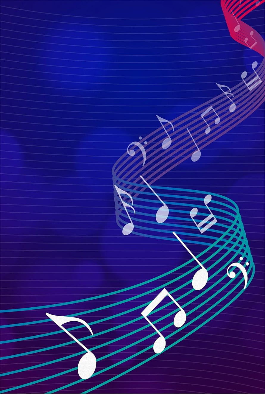Abstract Flowing Musical Notes on Deep Blue Background with Vibrant Ribbon Design HD phone wallpaper