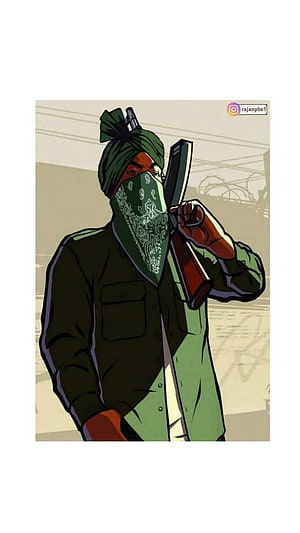 Sidhu Moosewala Comic Style Portrait with Turban and Bandana HD phone wallpaper