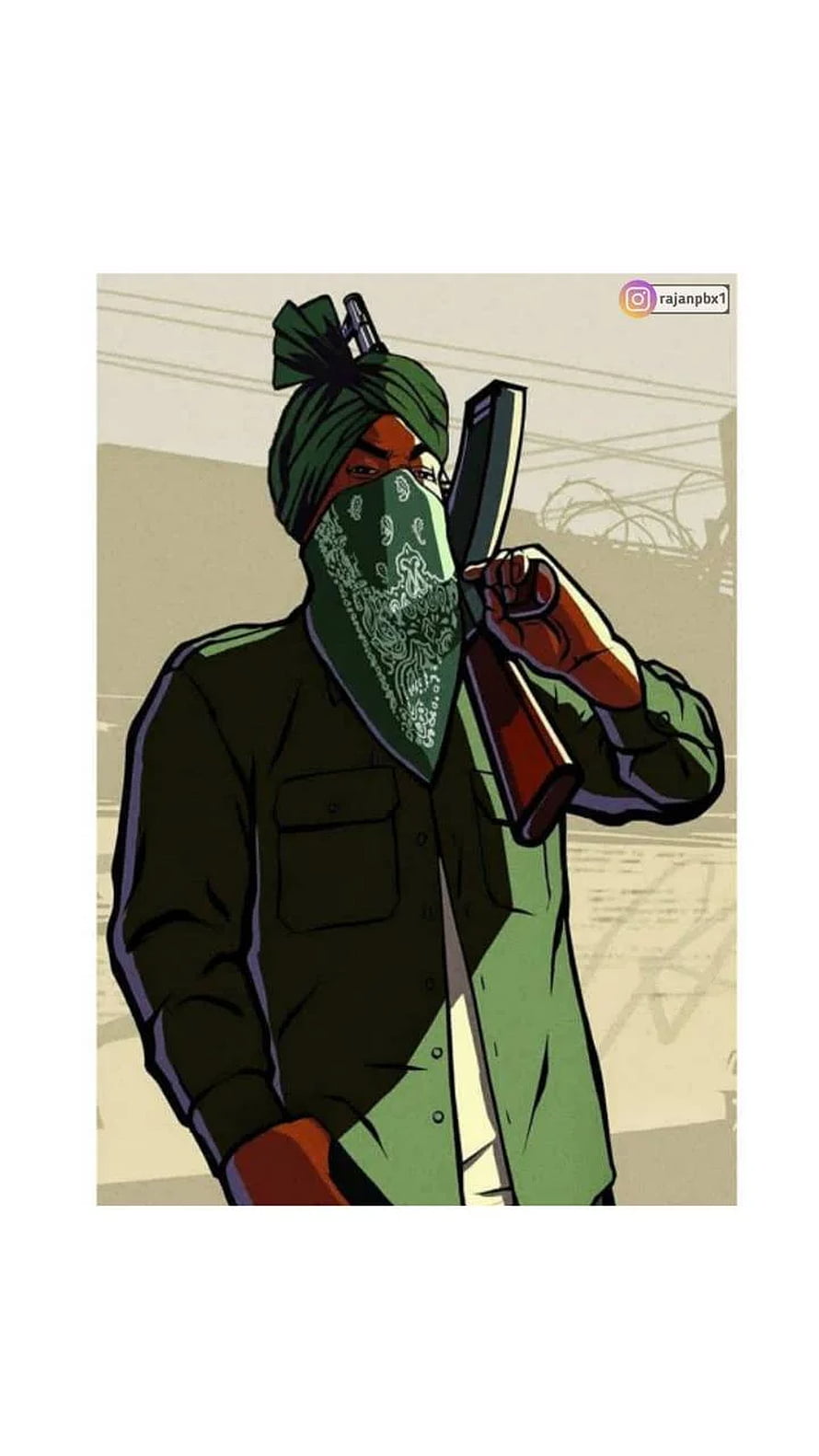 Sidhu Moosewala Comic Style Portrait with Turban and Bandana HD phone wallpaper