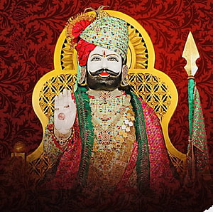 Ramdev Pir Devotional Portrait with Traditional Turban and Golden Halo HD wallpaper