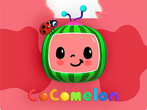 Cocomelon Watermelon Robot Character with Ladybug on Pink Background HD wallpaper