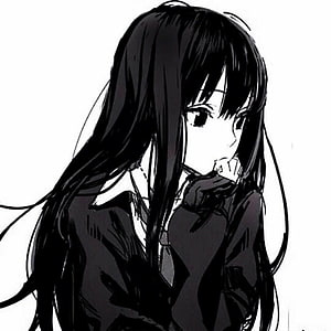 Monochrome Anime Girl with Long Black Hair in School Uniform HD phone wallpaper