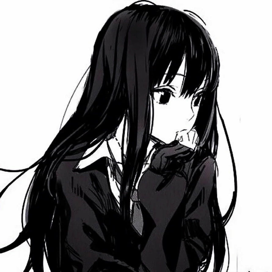 Monochrome Anime Girl with Long Black Hair in School Uniform HD phone wallpaper