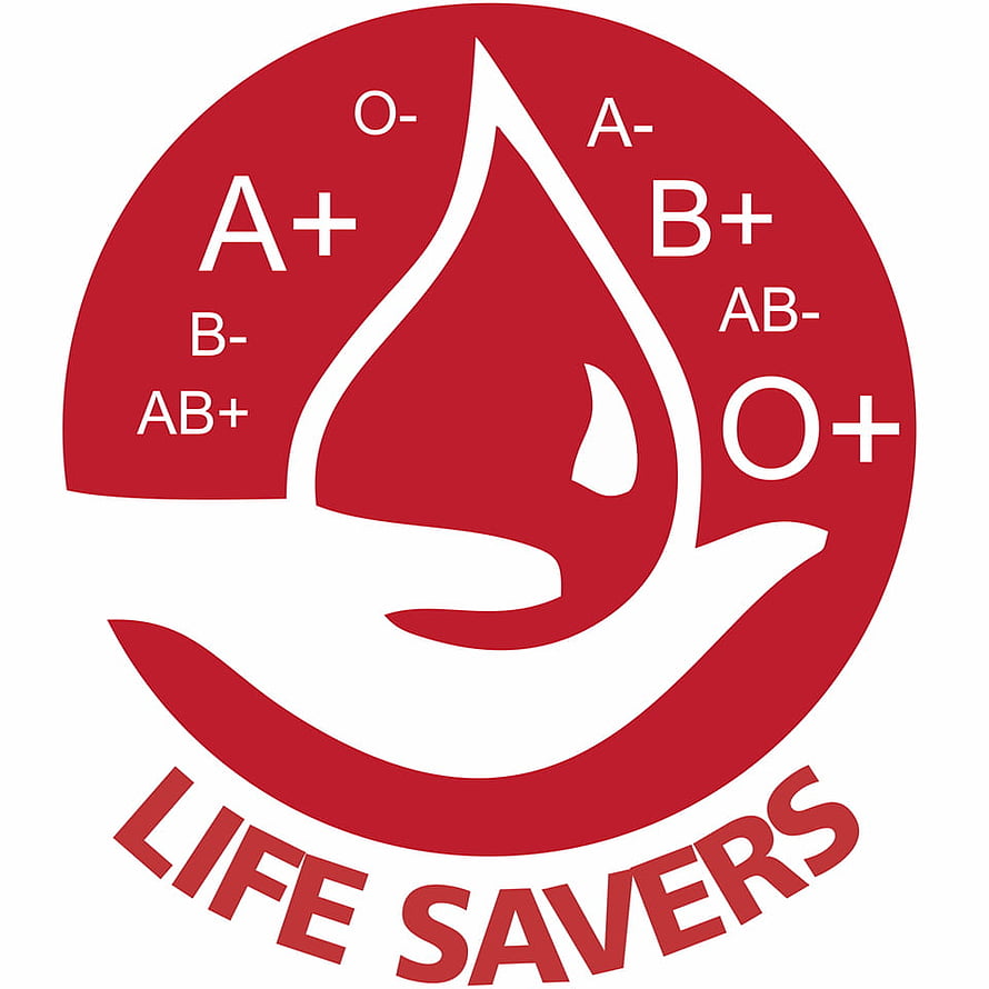 Life Savers Blood Donation Logo with Hand and Blood Type Symbols HD phone wallpaper