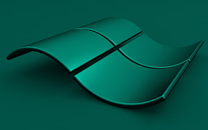 Windows 3D Wavy Logo in Turquoise on a Matching Teal Background HD wallpaper