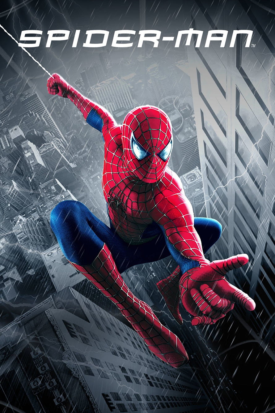 Spider-Man Swinging Through a Rainy Cityscape with Lightning HD phone wallpaper