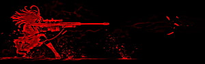 Red Silhouette of Anime Girl Aiming Sniper Rifle in Dark Splatter Art HD wallpaper