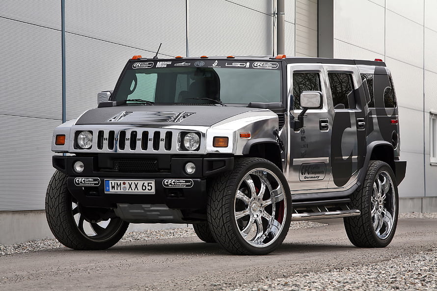 CFC Hummer H2 with Chrome Wheels and Matte Black Wrap HD wallpaper