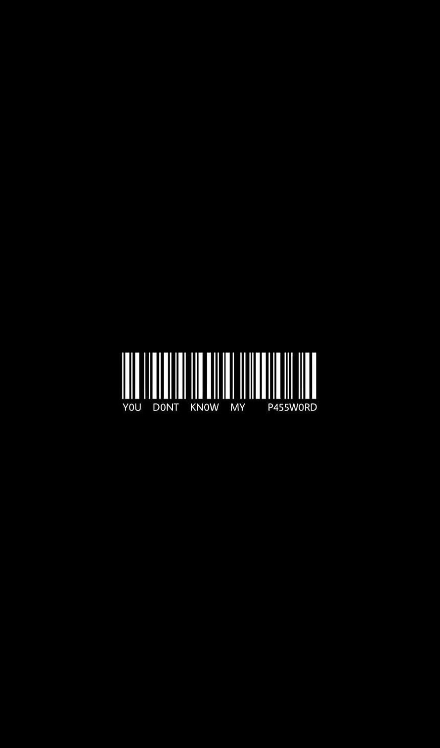 Minimalist Black Background with White Barcode and Cryptic Text Design HD phone wallpaper
