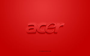 Acer 3D Logo on Vibrant Red Background Minimalist Branding Design HD wallpaper