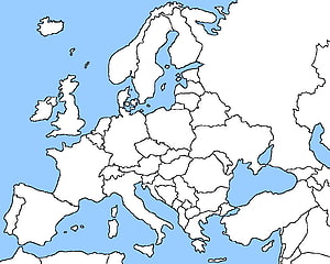 Blank Political Map of Europe with Country Borders and Blue Oceans HD wallpaper