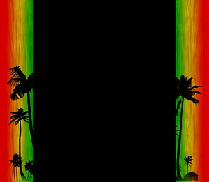 Rasta Reggae Palm Tree Silhouette Sunset Gradient Frame HD wallpaper