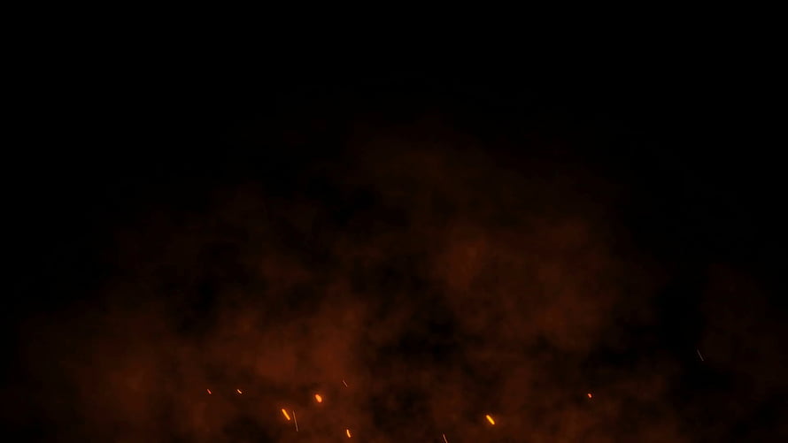 Glowing orange embers and smoke rising against a dark night sky HD wallpaper