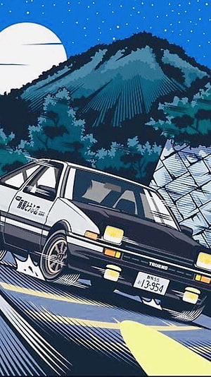 Initial D Toyota AE86 Trueno Drifting on Mountain Road at Night HD phone wallpaper