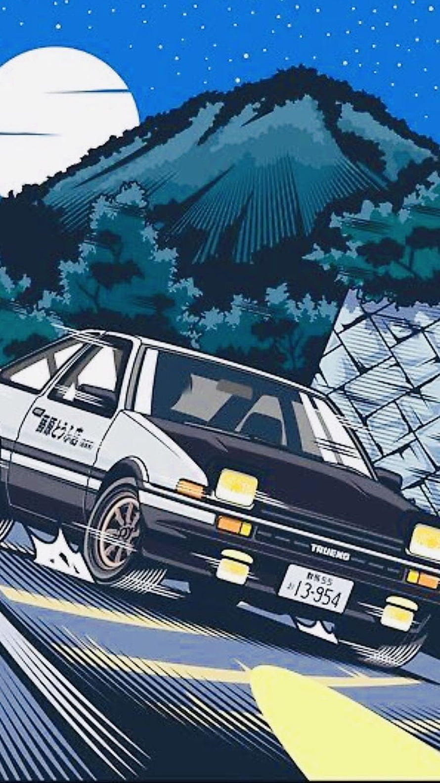 Initial D Toyota AE86 Trueno Drifting on Mountain Road at Night HD phone wallpaper