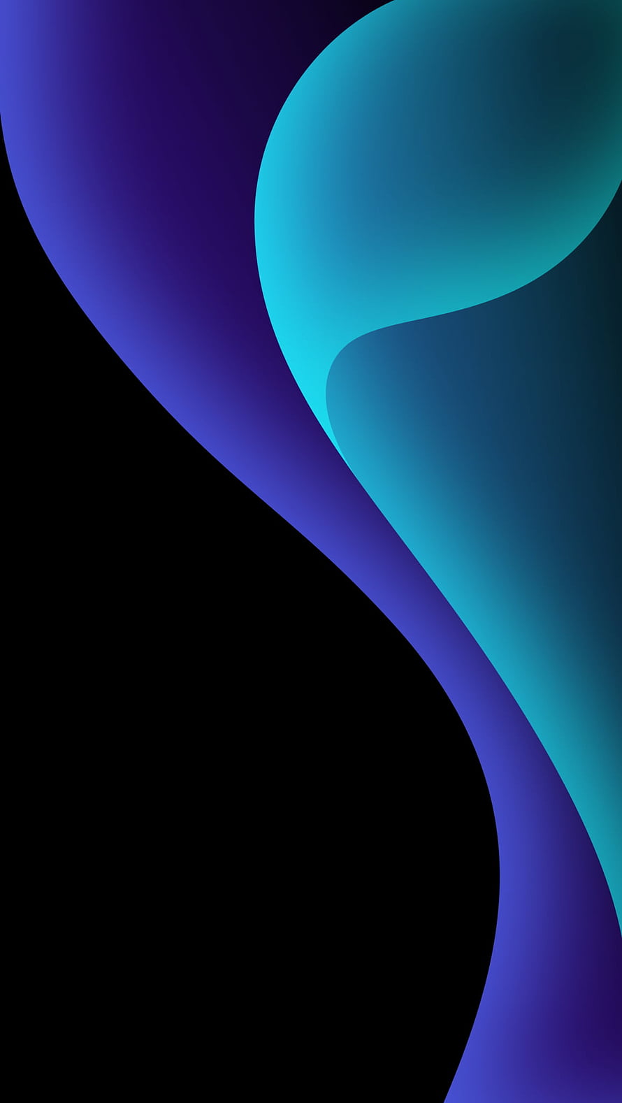 Abstract OLED Dark Mode Wallpaper with Flowing Blue and Purple Waves HD phone wallpaper
