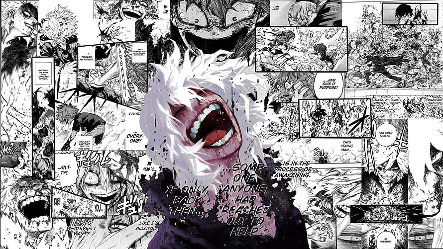 Tomura Shigaraki Scream Manga Panel Collage My Hero Academia HD wallpaper