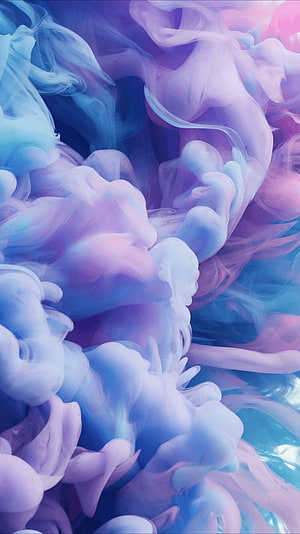 Pastel Blue and Pink Ink Swirls in Water Abstract Fluid Art HD phone wallpaper