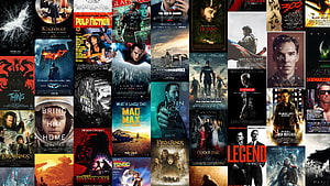 Cinematic Movie Poster Collage Featuring Action, Sci-Fi, and Fantasy Franchises HD wallpaper
