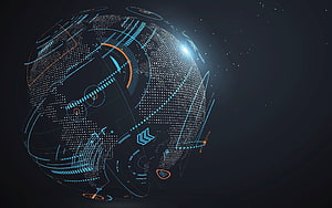 Futuristic Digital Globe with Network Connections and Data Streams in Dark Space HD wallpaper