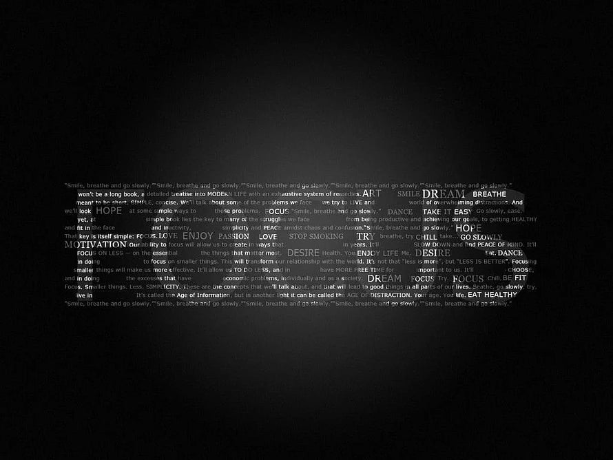 Minimalist Motivational Text Art on Dark Background with Focus and Breathe Quotes HD wallpaper