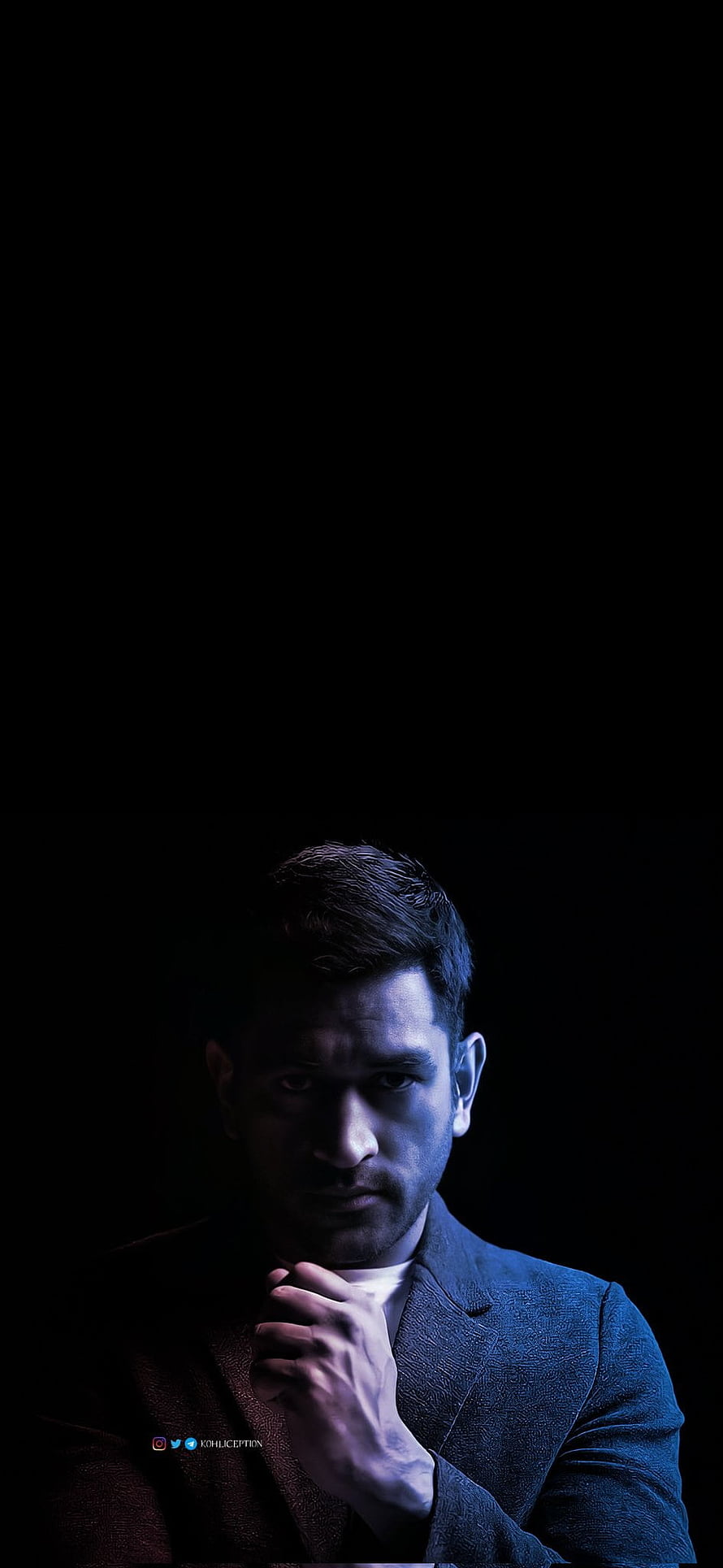 MS Dhoni moody portrait in dark blue lighting with hands clasped HD phone wallpaper
