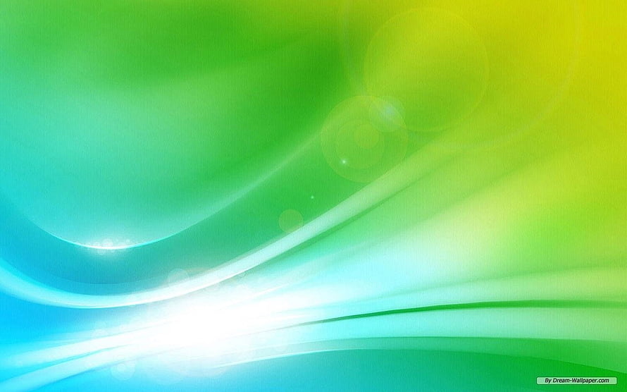 Vibrant Green and Blue Abstract Light Waves with Lens Flare Effects HD wallpaper