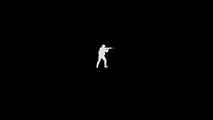 Minimalist White Soldier Silhouette with Rifle on Black Background HD wallpaper