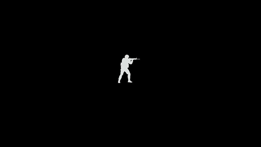 Minimalist White Soldier Silhouette with Rifle on Black Background HD wallpaper