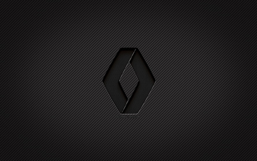 Renault Diamond Logo on Dark Carbon Fiber Texture Background HD wallpaper
