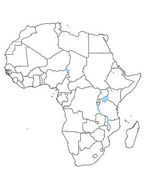 Blank Political Map of Africa with Country Borders and Major Lakes HD phone wallpaper