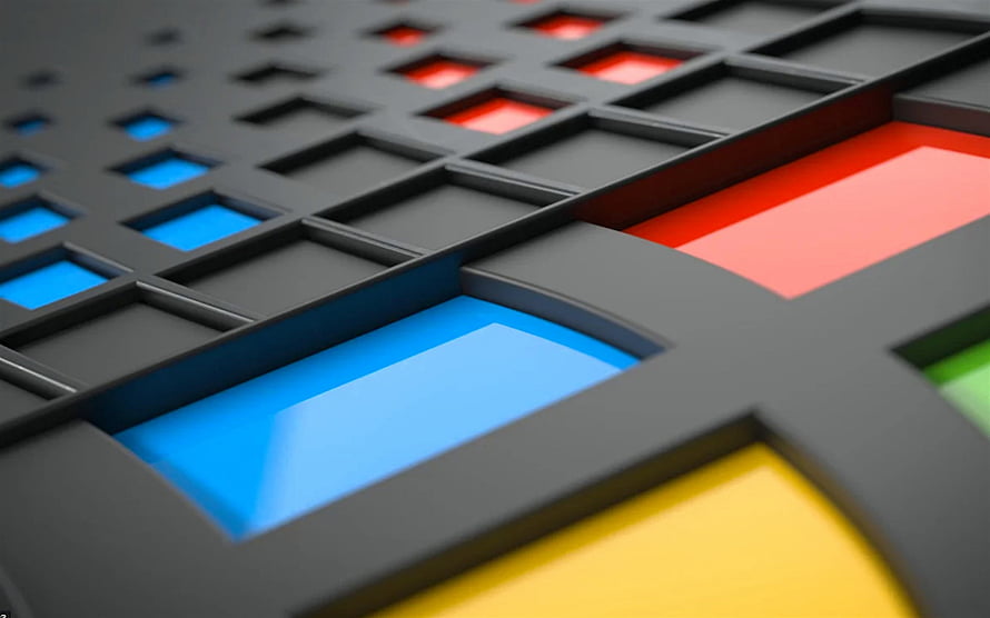 Windows 10 Logo 3D Render with Vibrant Color Grid and Geometric Depth HD wallpaper