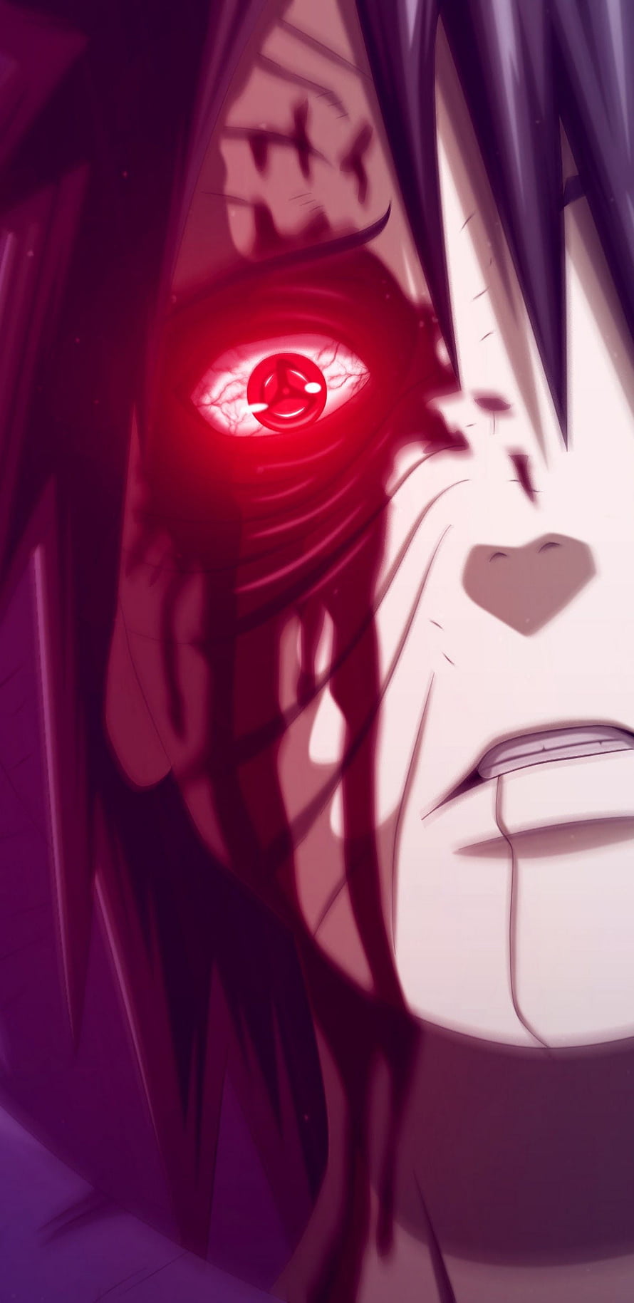 Obito Uchiha Sharingan Eye Close-Up Anime Portrait HD phone wallpaper