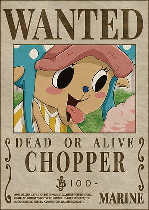 One Piece Chopper Wanted Poster with Marine Bounty and Dead or Alive Text HD phone wallpaper