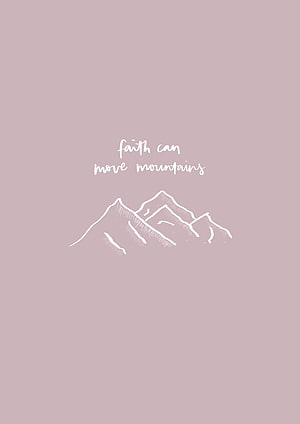 Minimalist Mountain Line Art with Inspirational Faith Quote on Dusty Mauve Background HD phone wallpaper